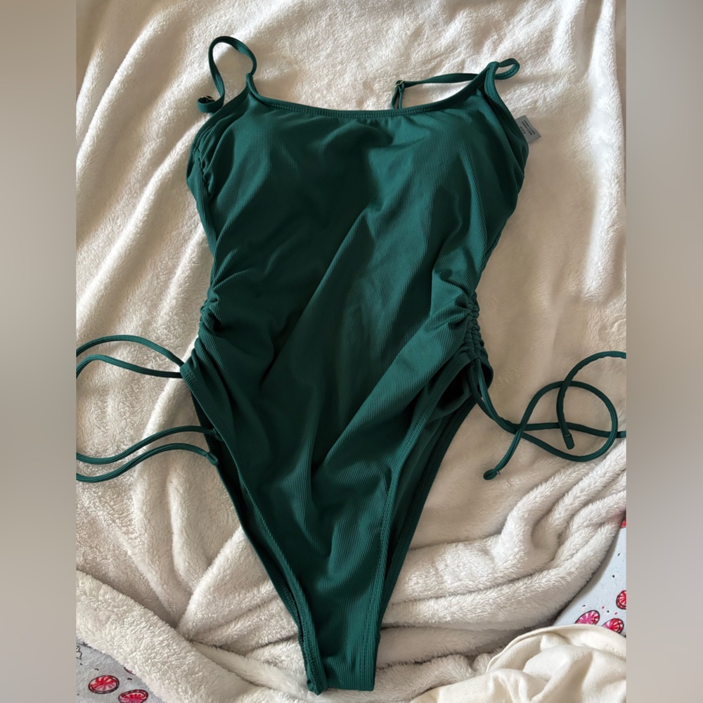 Shade & Shore Teal Ribbed One-Piece Swimsuit
